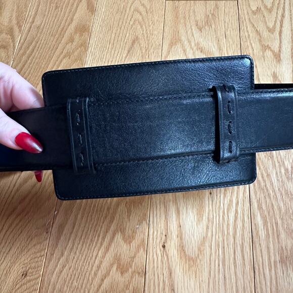 Chloe Black Leather Belt with Large Moveable Panel Size Small main image 4